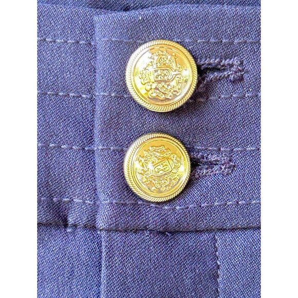 Chico's‎ Stretchy Navy Cropped Pants With Gold Buttons Size 4 - Picture 5 of 5
